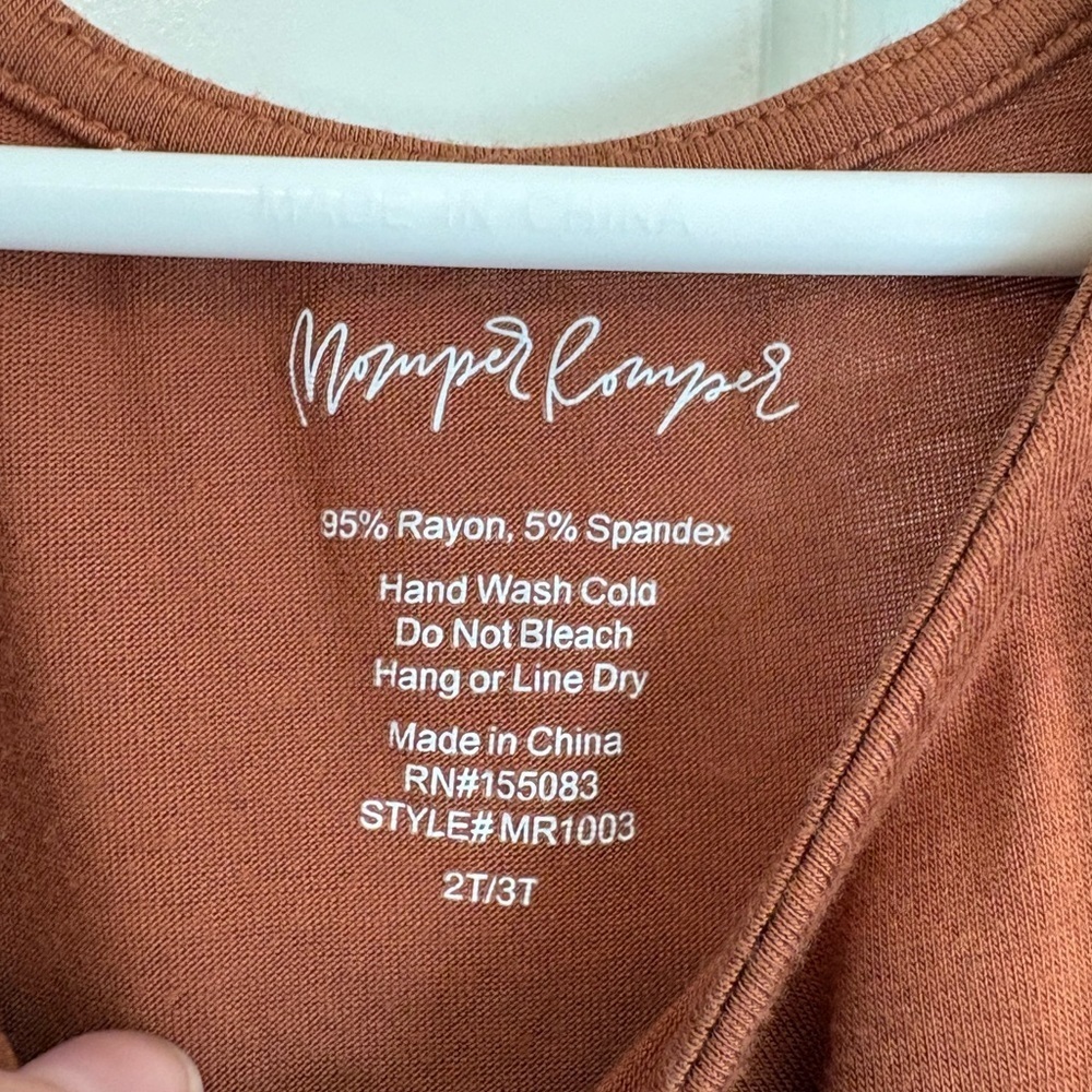 Momper Romper Terracotta Burnt Orange One Piece Harem Pant Jumpsuit 2T-3t - Picture 4 of 6